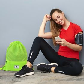 Drawstring Backpack String Bag Foldable Sports Sack with Zipper Pocket Drawstring Backpack String Bag Foldable Sports Sack with Zipper Pocket